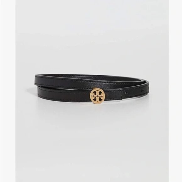 TORY BURCH WOMEN'S BELT STYLE #50005725 COLOR BLACK/001 WITH SKINNY LEATHER LOGO - Picture 3 of 11